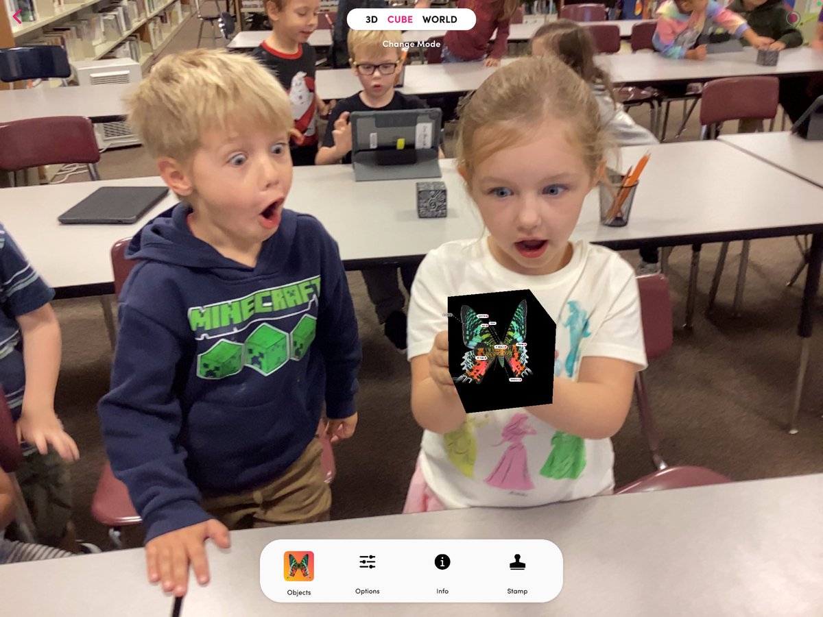 Merge Cubes have been an AMAZING addition to Media lessons this week! Merge Cubes allow students to hold holograms of objects so they can further inspect them. This week, classes were able to review science content with them! <a href="/MPSTechDept/">MPS Tech Dept</a> <a href="/AllyJ_Logan/">Ally Logan</a>