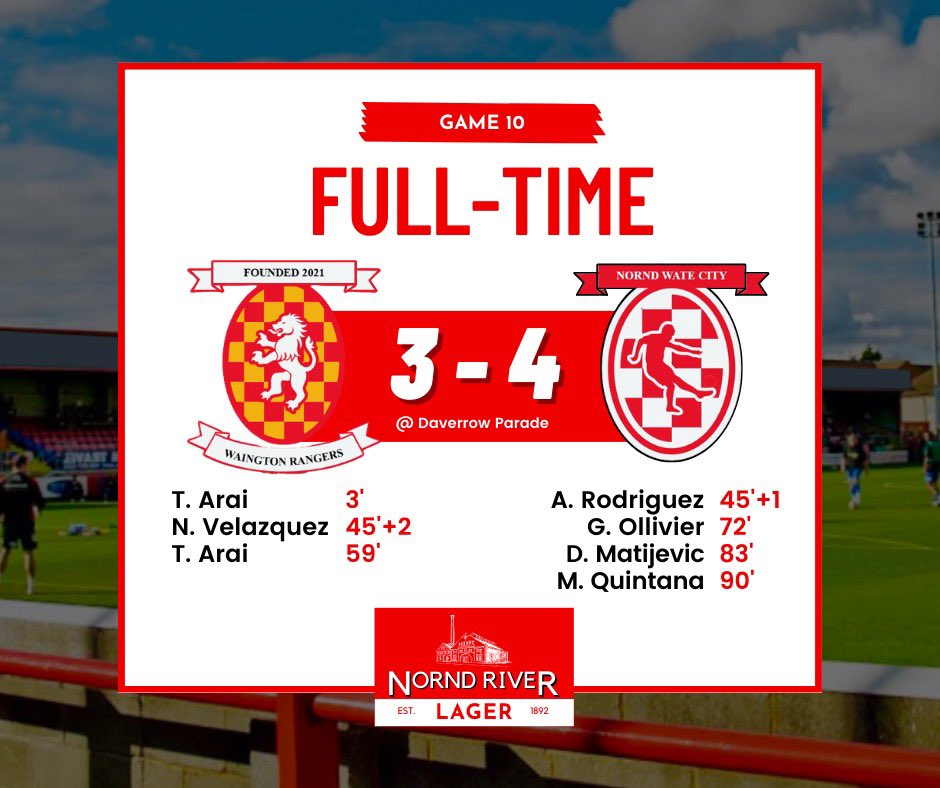 The Away End was rocking after that 90th minute winner! ⚽️
After going 3-1 down, we came back to get the tough win on the road! <a href="/WaingtonRangers/">Waington Rangers</a> that was an all time <a href="/FootiumFL/">Footium Football League</a> classic!

#NorndWateCityFC #Footium