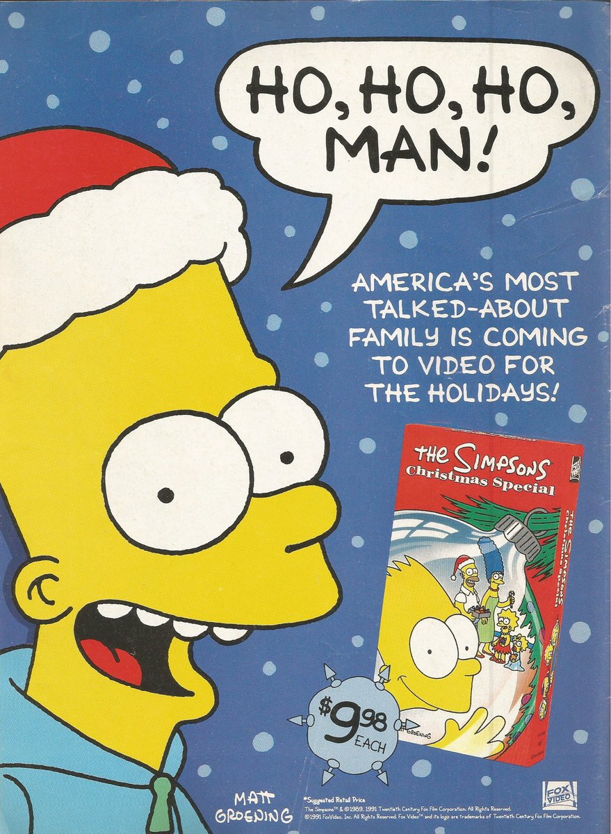 #OnThisDay #OTD October 24, 1991, “Simpsons Roasting on an Open Fire” (aka “The Simpsons Christmas Special”) was released on VHS. It was the first time any episode was officially released for retail sale in the U.S. #TheSimpsons
