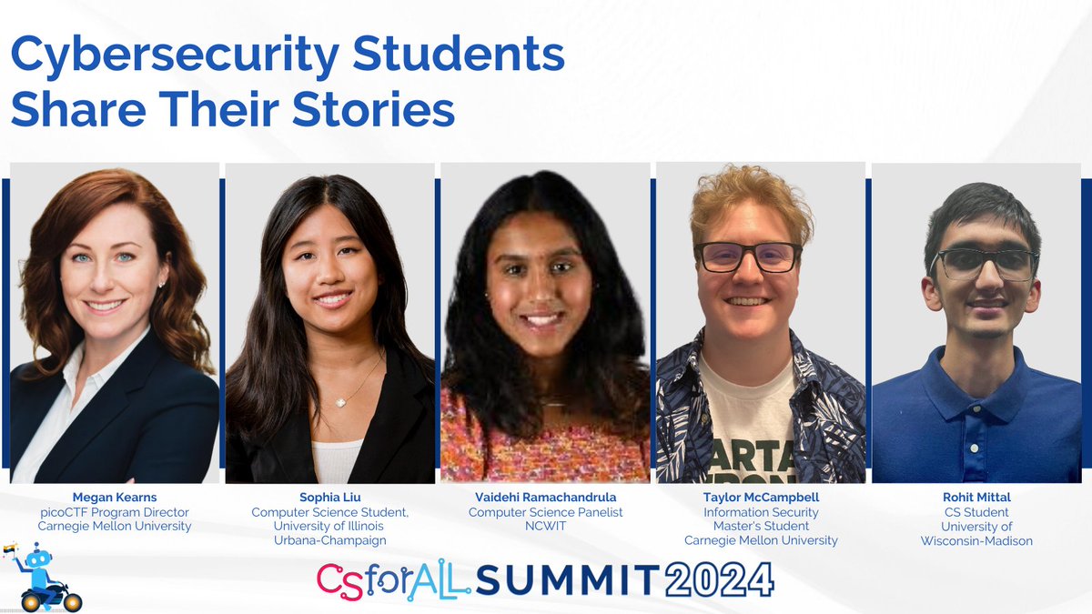 picoctf's tweet photo. The 2024 #CSforALLSummit kicked off on October 23, and picoCTF's Megan Kearns and Taylor McCampbell will participate on Friday, October 25! https://t.co/WkPfwzBqsI