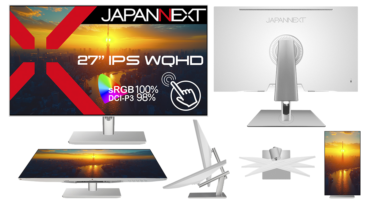 🎉\本日発売!/🎉
🆕27インチ IPSパネル採用 10点マルチタッチ対応
多機能フラットスタンド搭載
ホワイトカラーWQHD液晶モニター🖥️

画面を寝かせてタッチ操作も可能な多機能フラットスタンド搭載👏
⚪本体にホワイトカラーを採用⬜