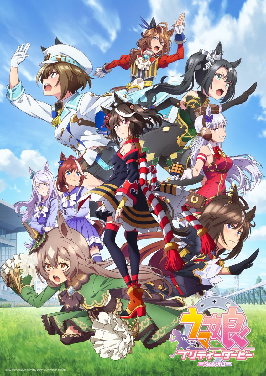 umamusume_eng's tweet photo. The #Umamusume Project goes beyond the game—discover more about these legendary runners in season 3 of the Umamusume: Pretty Derby animated series.

Inspired by Tokai Teio, Kitasan Black is determined to leave her mark in the world of racing. She faces tough rivals and challenges, but with the support of her childhood friend Satono Diamond, fellow students, and cheers from the crowd, she races toward her dream.

🎥 Available here:
https://t.co/3hPmP0byuA