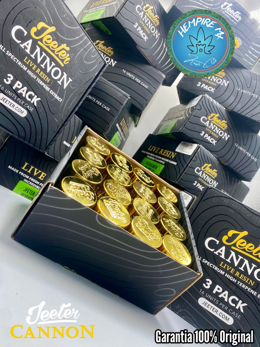 HempireMx420's tweet image. Jeeter CANNON 3 Pack 😎 
Checa nuestro menú! 
#SoloLoMejor #Jeeter #Cannon #LA #California
Garantía 100% Original 
wa.me/523317382565?t…