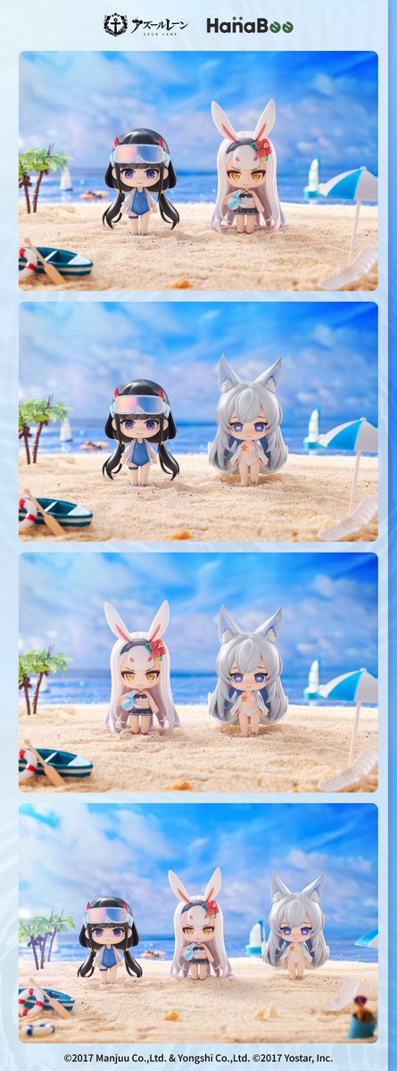 HanaBee_Toys's tweet photo. =新製品の情報=

【Azur Lane 夏の水着Q版フィギュア  Vol.1】予約開始！

大人気スマホゲーム『Azur Lane』の人気キャラクター「能代」、「島風」、「信濃」が涼しげな水着姿で登場し、Q版フィギュアとなって、あなたと一緒に日差しと砂浜のビーチパーティーを楽しみます！

商  品  名：Azur Lane 夏の水着Q版フィギュア  Vol.1
作品情報：《Azur Lane》@azurlane_staff
キャラクター名：能代、島風、信濃
価        格：2250円（税抜）/個（指定キャラクター購入可能）
                   6750円（税抜）/セット（全3種セット）
仕        様：高さ約10cm、PVC&ABS、塗装済み完成品
予約期間：2024年10月31日-2024年12月31日
出  荷  日：2025年5月
予約特典：専用キャラクターQ版合影トレーディングカード付き
原        型：Hanabee
彩        色：Peng
著作権表記：©2017 Manjuu Co.,Ltd. & Yongshi Co.,Ltd. ©2017 Yostar, Inc.