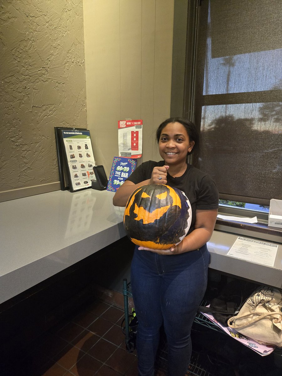 Christina87B's tweet photo. Our pumpkin contest winners at @Chilis Redlands! Loved the creativity! #culturematters #spookyseason #chilislove https://t.co/bj87j9qXB1