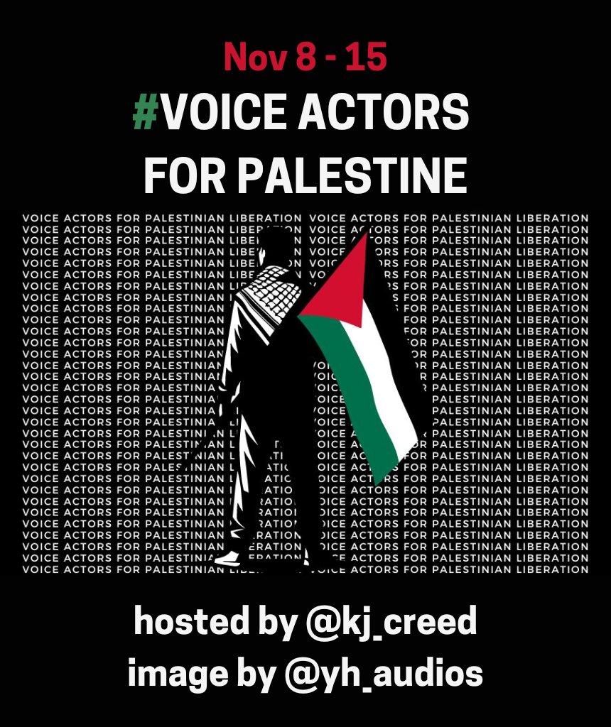 Kawiria | VA🎙️ (@kj_creed) on Twitter photo VOICE ACTORS FOR PALESTINE is a fundraiser for <a href="/OPOliveBranch_/">Operation Olive Branch</a>  starting in 7 DAYS!
Need a voice for your OC? A birthday message from your favorite character? Fill out our form!
Requests OPEN: Nov 8
Requests CLOSE: Nov 15
#VoiceActorsforPalestine #OperationOliveBranch VOICE ACTORS FOR PALESTINE is a fundraiser for <a href="/OPOliveBranch_/">Operation Olive Branch</a>  starting in 7 DAYS!
Need a voice for your OC? A birthday message from your favorite character? Fill out our form!
Requests OPEN: Nov 8
Requests CLOSE: Nov 15
#VoiceActorsforPalestine #OperationOliveBranch