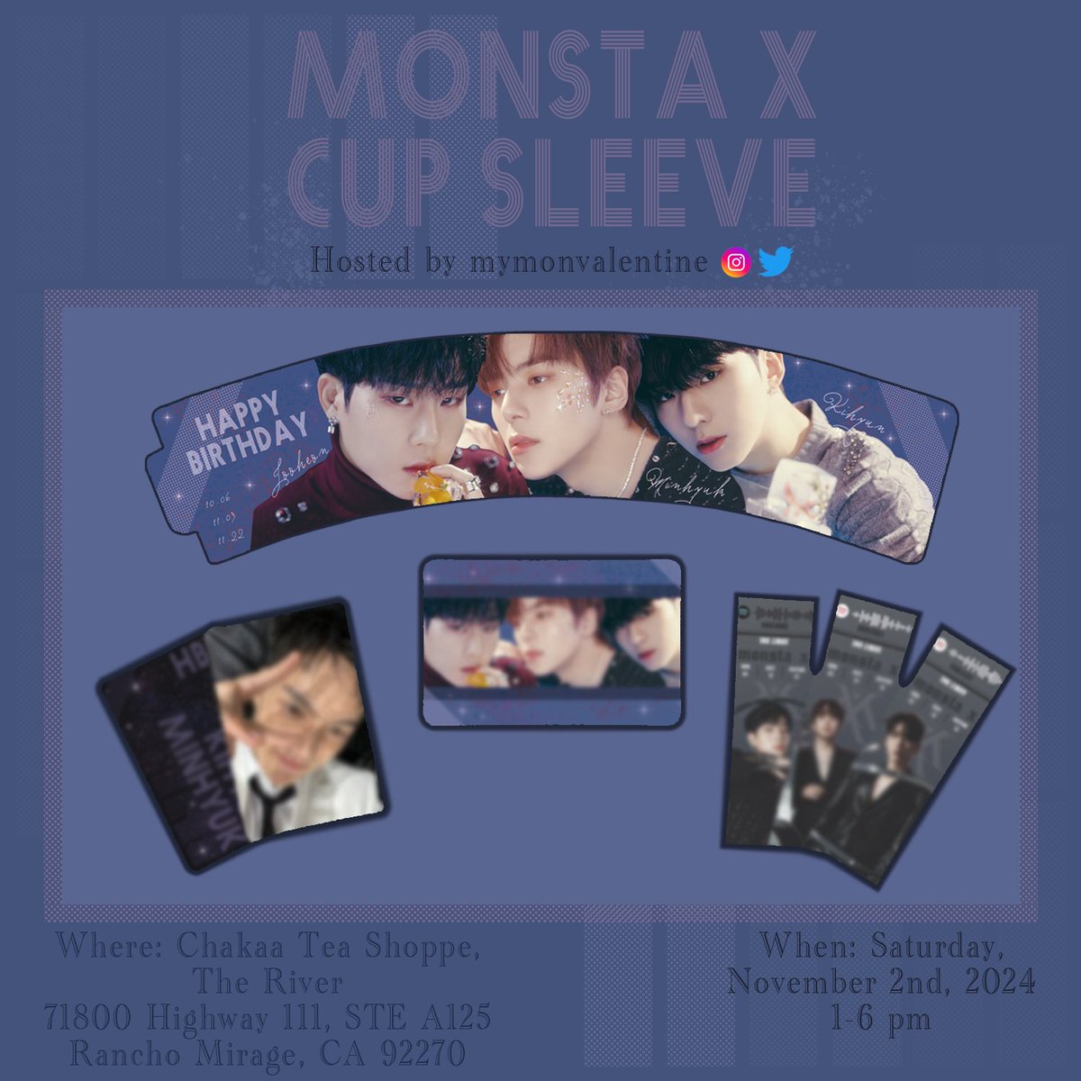 ✨ ░M░O░N░S░T░A░ ░X░ ░C░U░P░ ░S░L░E░E░V░E░✨

Organizing to make sure we have everything for the event! we look forward to seeing you for our MX Birthday Event 🎊✨
#MonstaX #MyMonValentine #KPOP #KPOPCupSleeve #SoCalCupSleeve #MonstaXCupSleeve #CupSleeveEvent