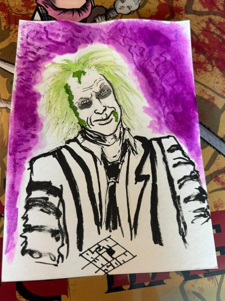 Ben2021's tweet photo. Sorry I’ve been absent on the drawings this year, I do have one for every day I just haven’t posted them so I’ll share multiple a day until Halloween #monthofmonsters #BMFW #beetlejuice #scream #ghostface https://t.co/rDqFdt89fl
