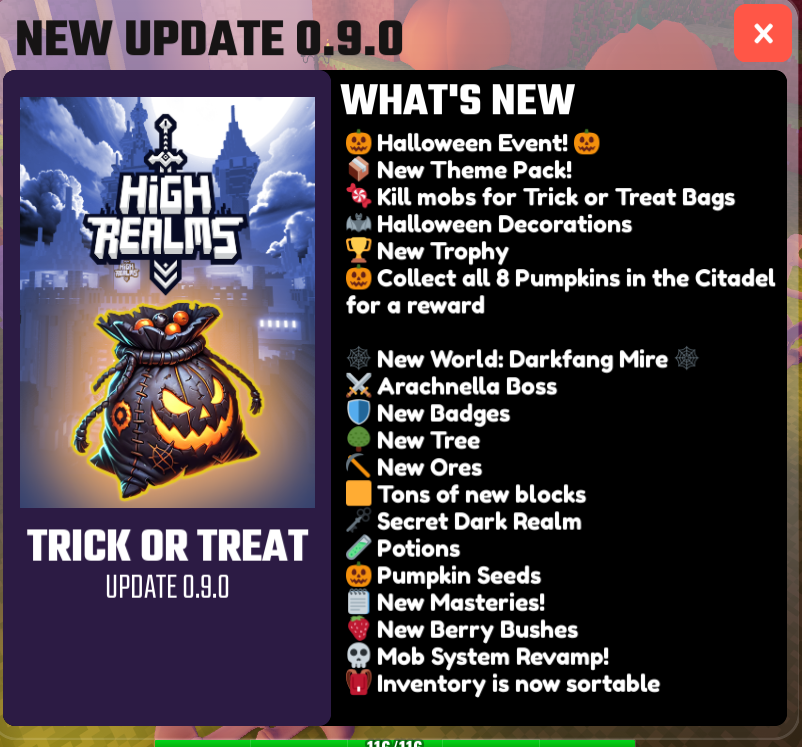 Halloween Update is here!!!!  get your Trick or Treat bags! #hype