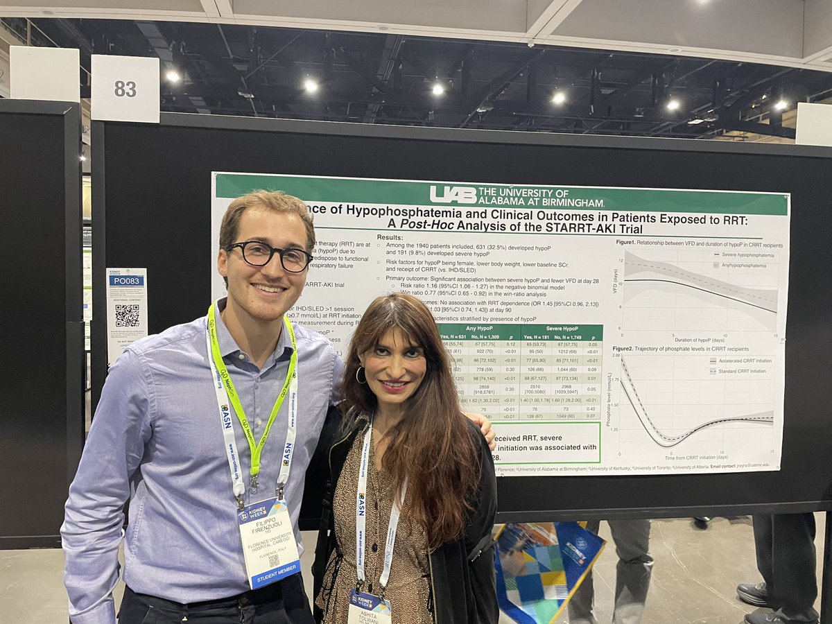 firenzuolif's tweet image. @ASNKidney360 @ASNKidney 

 #HypoPhosphatemia is associated with lower Ventilation Free Days in patients exposed to RRT!

 📊 Check out the poster of this post hoc analysis of the #STAART-AKI trial at station n.83 #KidneyWk2024 

Thanks to Prof @javo_neyra and Prof @luck_urine
