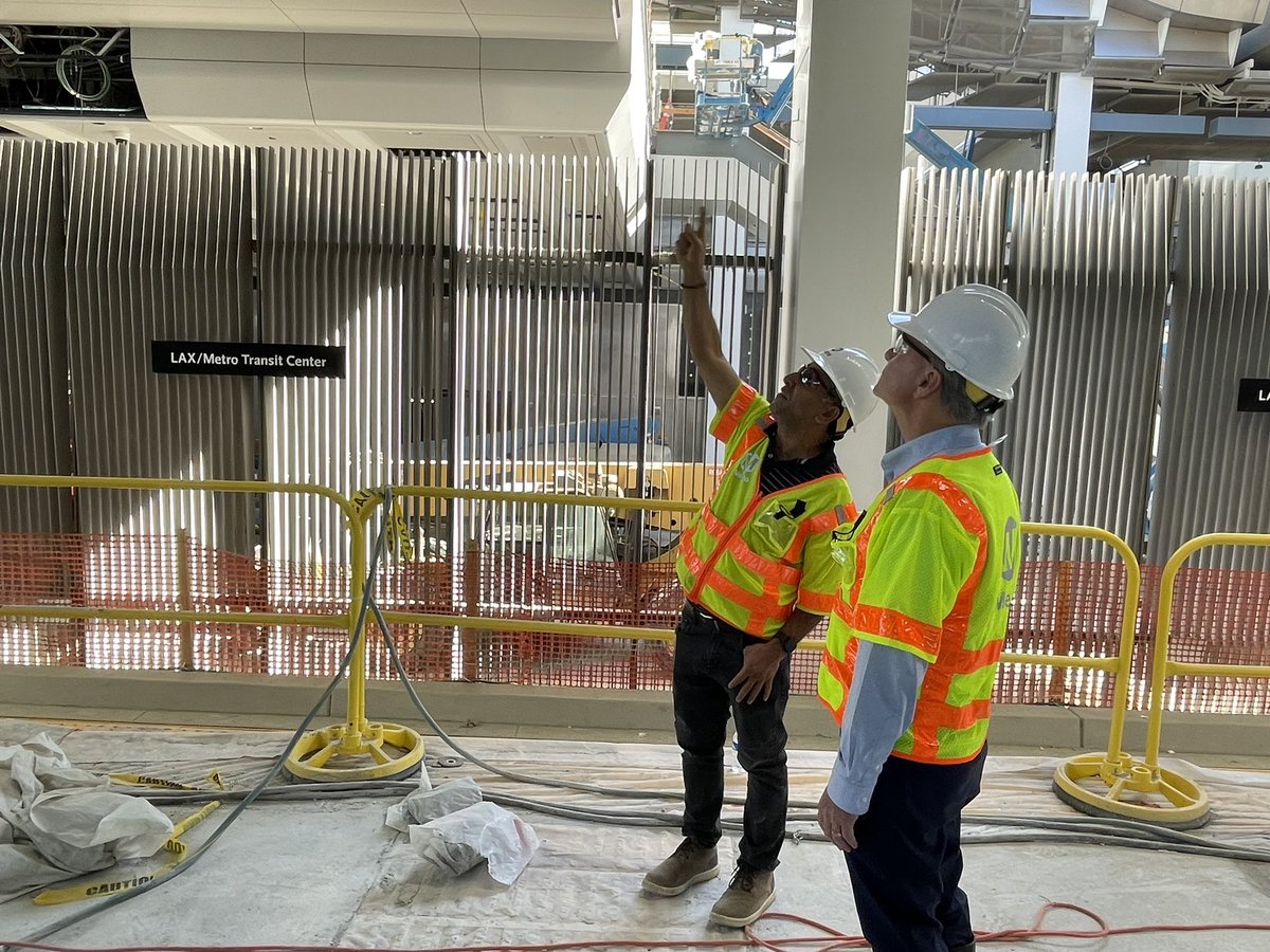 SenDaveCortese's tweet photo. #LATransitGoals
#RideTheRails
#ZeroEmissions

There‘s nothing like seeing the progress of California’s major #transportation projects up close and personal! 
 
As chair of the state Senate Transportation Committee, I toured @metrolosangeles bus electrification project in North Hollywood with the goal of getting to zero emissions by 2035. 

LA Metro has the largest public transportation system in the state of California with 2,000 buses and the second largest in the nation. It’s a model for the rest of the state!
 
I also toured the soon-to-be opened Airport Metro Connector station that
will feature a light rail station, bus plaza, bicycle parking, customer service center, passenger pick-up/drop-off area, and a direct connection to the future LAX Automated People Mover. 
 
Just in time for the 2028 LA Olympics!