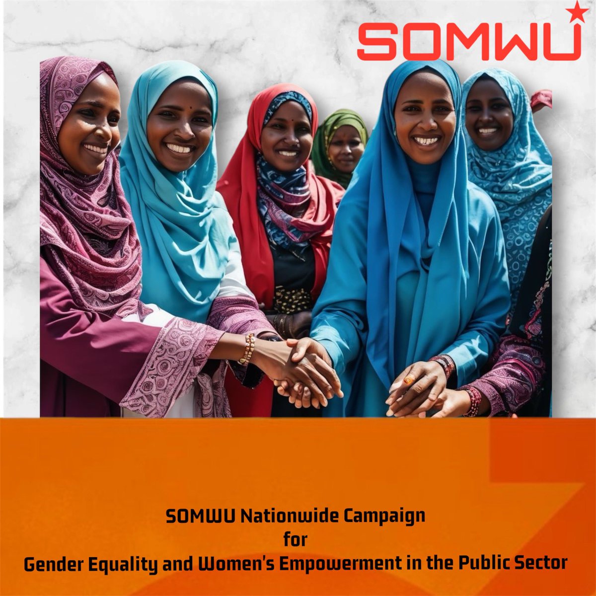 somwuofficial's tweet photo. SOMWU, Somalia’s largest union representing public sector employees, has launched a nationwide campaign to promote gender equality and empower women within the public sector. The campaign, titled “Equal Rights, Equal Opportunities,” aims to address the systemic gender disparities in wages, representation, and working conditions for women across Somalia’s public services.