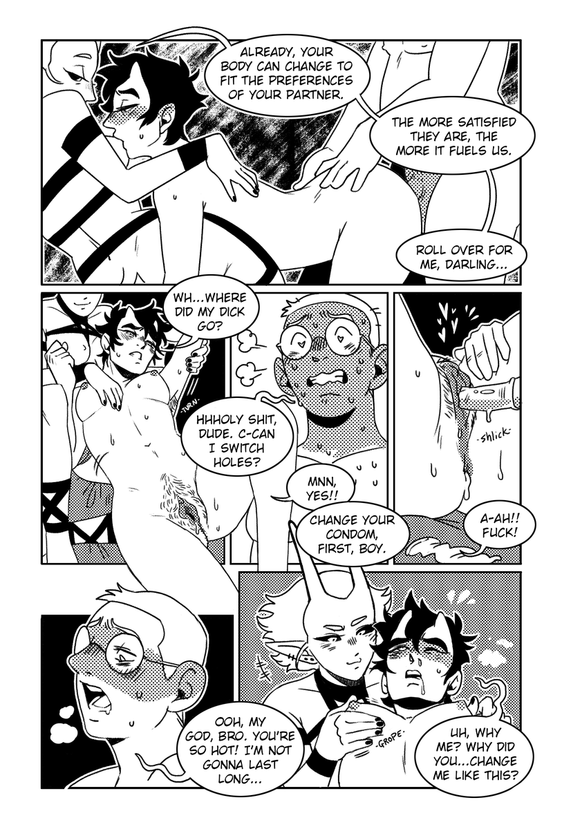 bedtimecreature's tweet photo. tomorrow is the 2 year anniversary of HORNY!! 💜🩷 im still so proud of this comic and planning more to come. 😈🍆 if you haven't read it or its sequel and you like sexy demons, shapeshifting, embarrassing confessions and high libidos, this is your comic! https://t.co/MJ893pXJRo https://t.co/hPNCepIoey