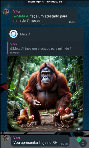 Idiocracia_Br's tweet photo. Essa IA do WhatsApp é maravilhosa 😅 https://t.co/hJ20nPVoSu