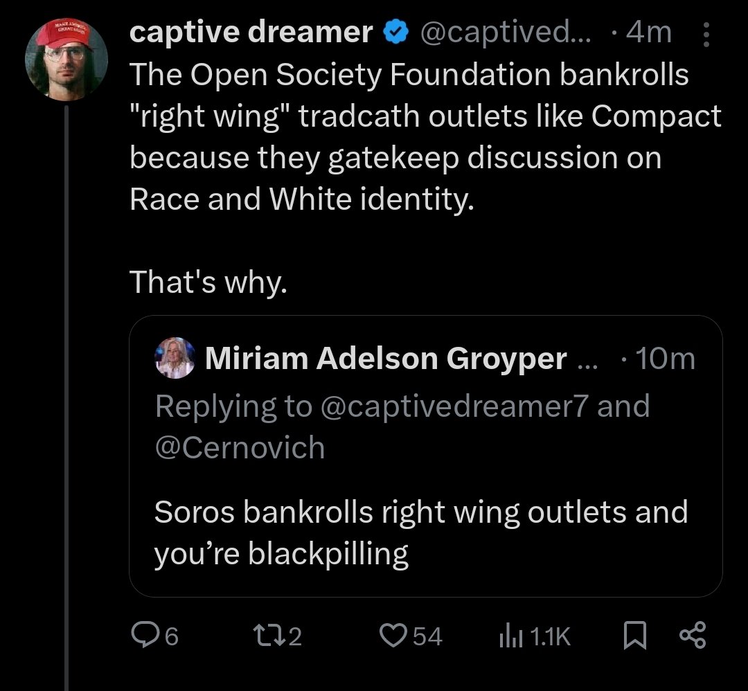 EsoShaggy's tweet photo. The Open Society Foundation bankrolls "right wing" BAPist outlets like Passage Press because they want to gatekeep discussion on Race and White identity.

That's why. https://t.co/XconDcBEdx