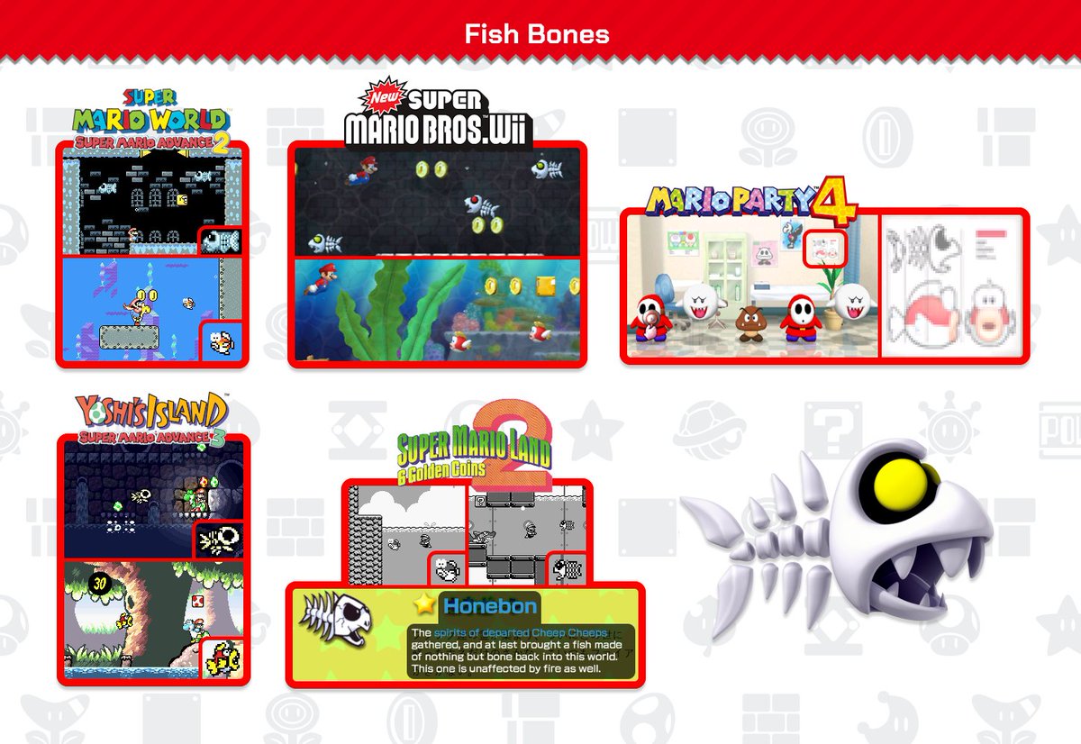 ThePipePlaza's tweet photo. Fact: Fish Bones and Jean de Fillets are the skeletal remains of Cheep Cheeps, with Jean de Fillets being called "Bone Cheep Cheeps" in Japanese.

Honebon are bone fish formed from the collective spirits of dead Cheep Cheeps. https://t.co/aahu8tX7sf