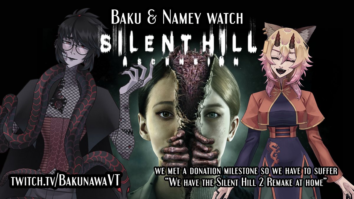 BakunawaVT's tweet photo. We met a donation goal, so @LuckyCatNamey &amp; I have to suffer Silent Hill: Ascension! Come watch the absurdities &amp; horrors of this horrible Choose Your Own Adventure experiment. What were they smoking when they made this? Links in bio. https://t.co/lc3UNxIRKo
