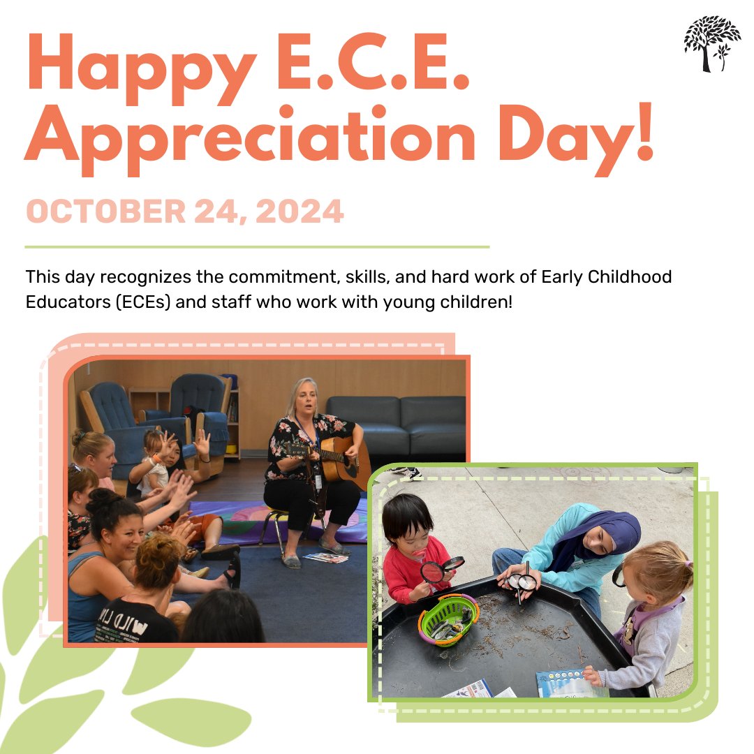 Happy E.C.E. Appreciation Day! On October 24th, we recognize the commitment and hard work of the Early Childhood Educators who work with all families and young children who visit our Centre.

Be sure to tell the E.C.E. in your life that they're appreciated!

#ECEAppreciationDay