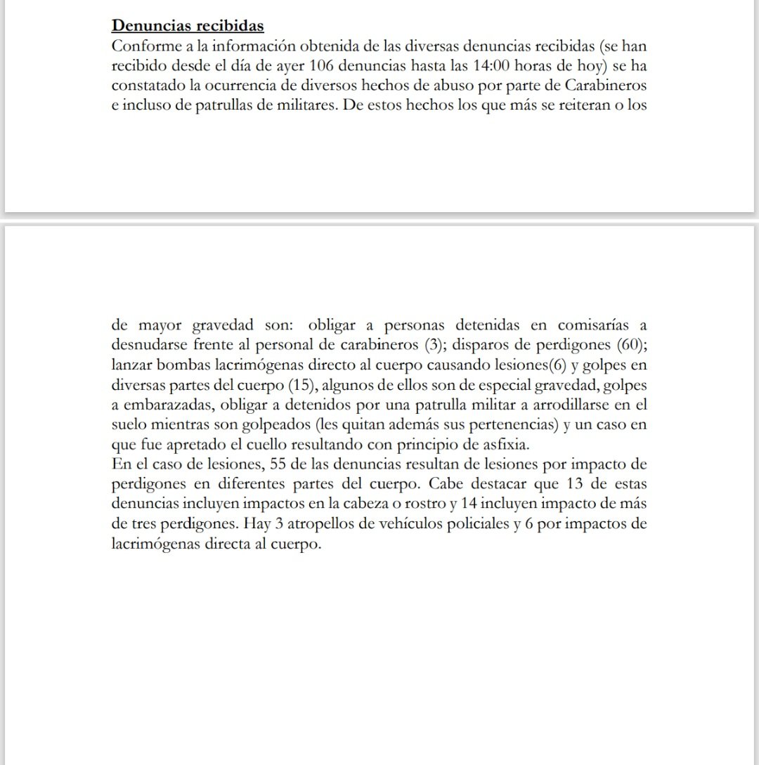 24 de octubre de 2019.

Defensoría Jurídica de la Universidad de Chile publicaba su primer informe de monitoreo.