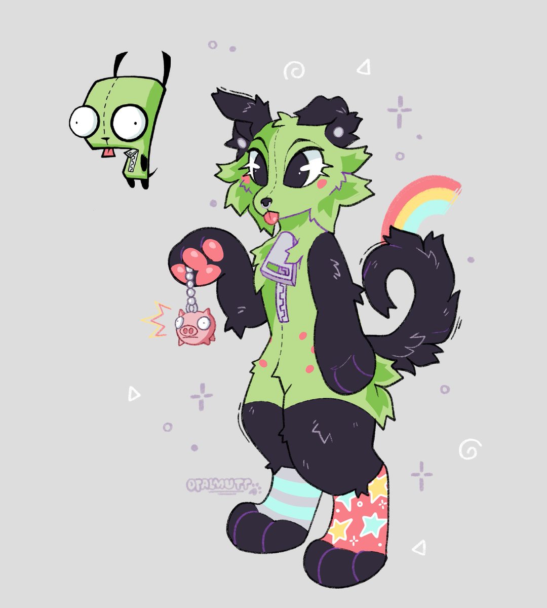 I drew a silly green dog