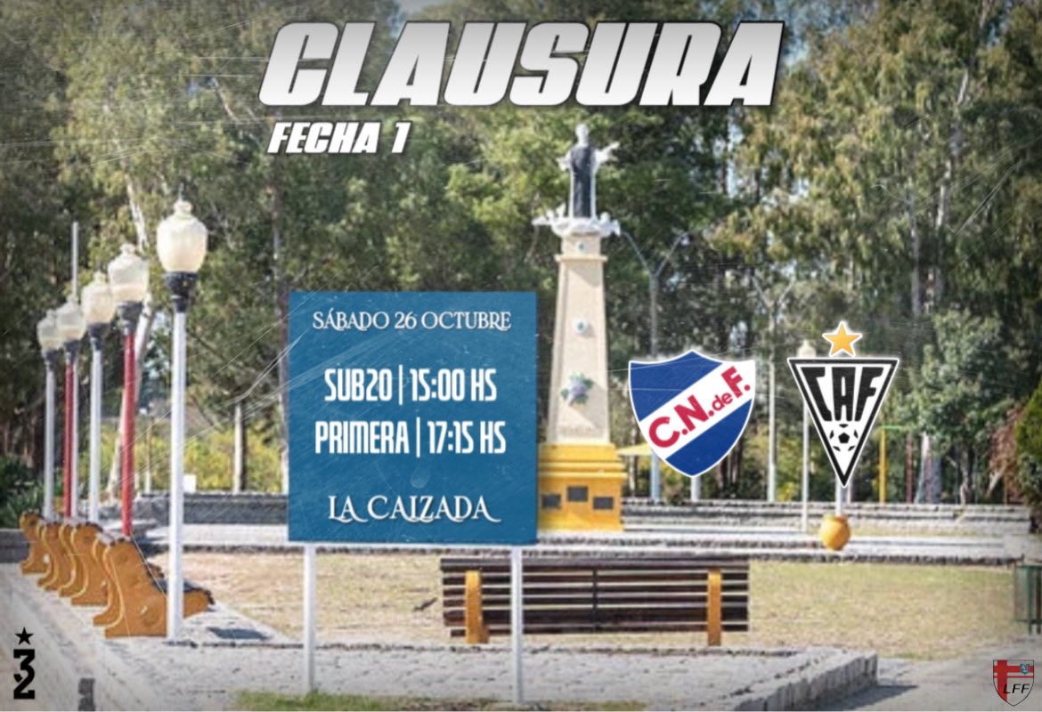 𝑱𝒖𝒆𝒈𝒂 𝒆𝒍 𝑪𝑨𝑭 🙌🏻

🏆 Clausura 2024
🔜 1ª Fecha ✨⚽️
🆚  <a href="/CNdeF_FLORIDA/">Nacional Florida</a> 
🏟️ La Calzada
🗓 Sábado 26/10

#vamoelcaf🔵⚪️🔵⚪️ 

#elgigantedeflorida💪🏻 

#102añosdegrandeza🩵