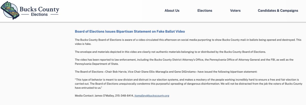 Shayan86's tweet photo. A viral video posted today purports to show a poll worker in Bucks County, Pennsylvania, open and destory mail-in ballots for Trump.

Both the the county's board of eletions and Bucks County GOP say the video is fake, no such poll worker exists, and the ballots aren't authentic. https://t.co/PUyU3c7t7D