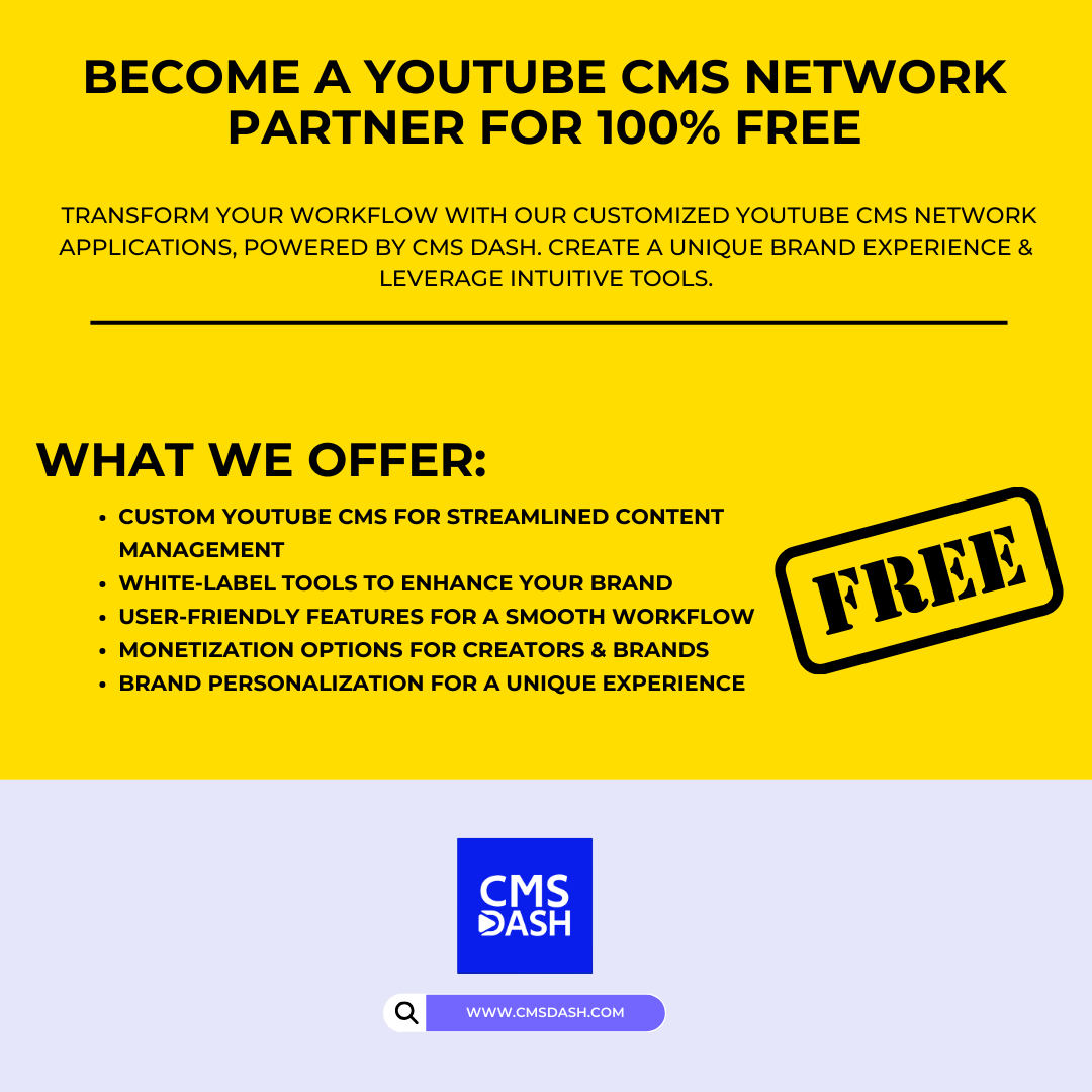 musicdashh's tweet photo. 🚀 Become a YouTube CMS Network Partner For 100% Free! 🎬🎶

🔗 Learn more:
https://t.co/DYiIDCRBno

📧 Contact us:
contact@cmsdash.com

#YouTubeCMS #ContentManagement #MusicCMS #WhiteLabelTools #Monetization #Creators #Brands #StreamlinedWorkflow https://t.co/6sAJEBPXsV