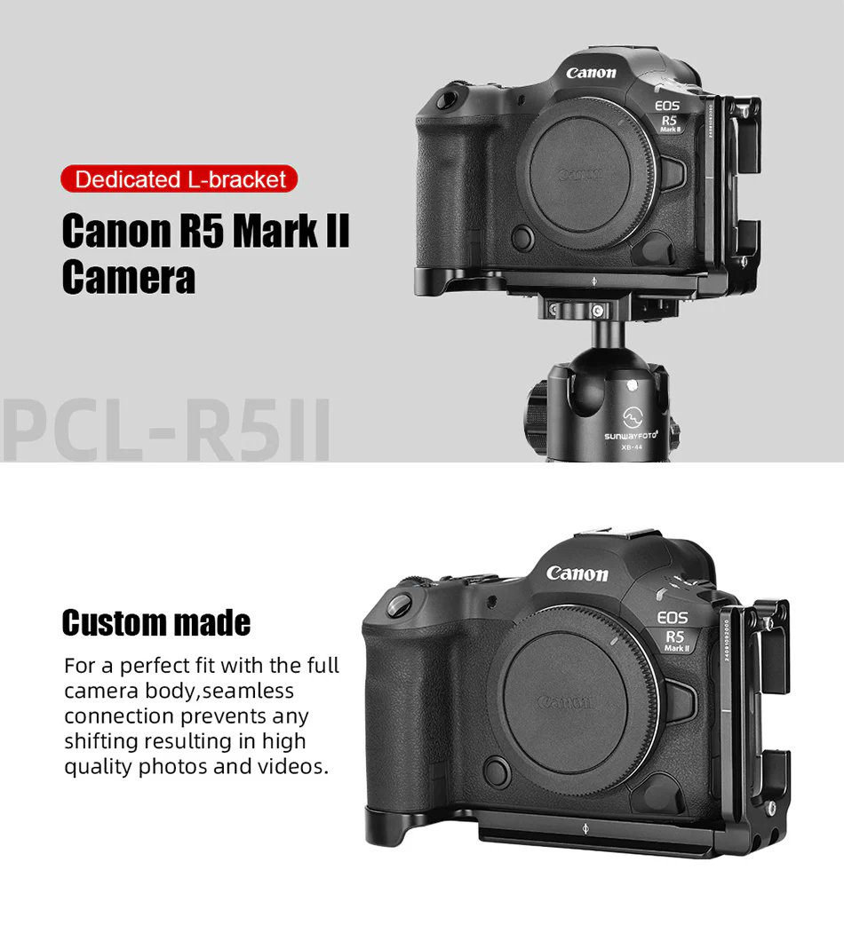 Sunwayfoto2's tweet image. Just announced the new L-Brackets dedicated to Canon EOS R5 Mark II.
One is modular PCL-R5II which covers all the camera base. (Not available in the US)
More info: bit.ly/SWS_PCLR5II

#lbracket #canonr5markii #canon #sunwayfotopclr5ii #cameragear