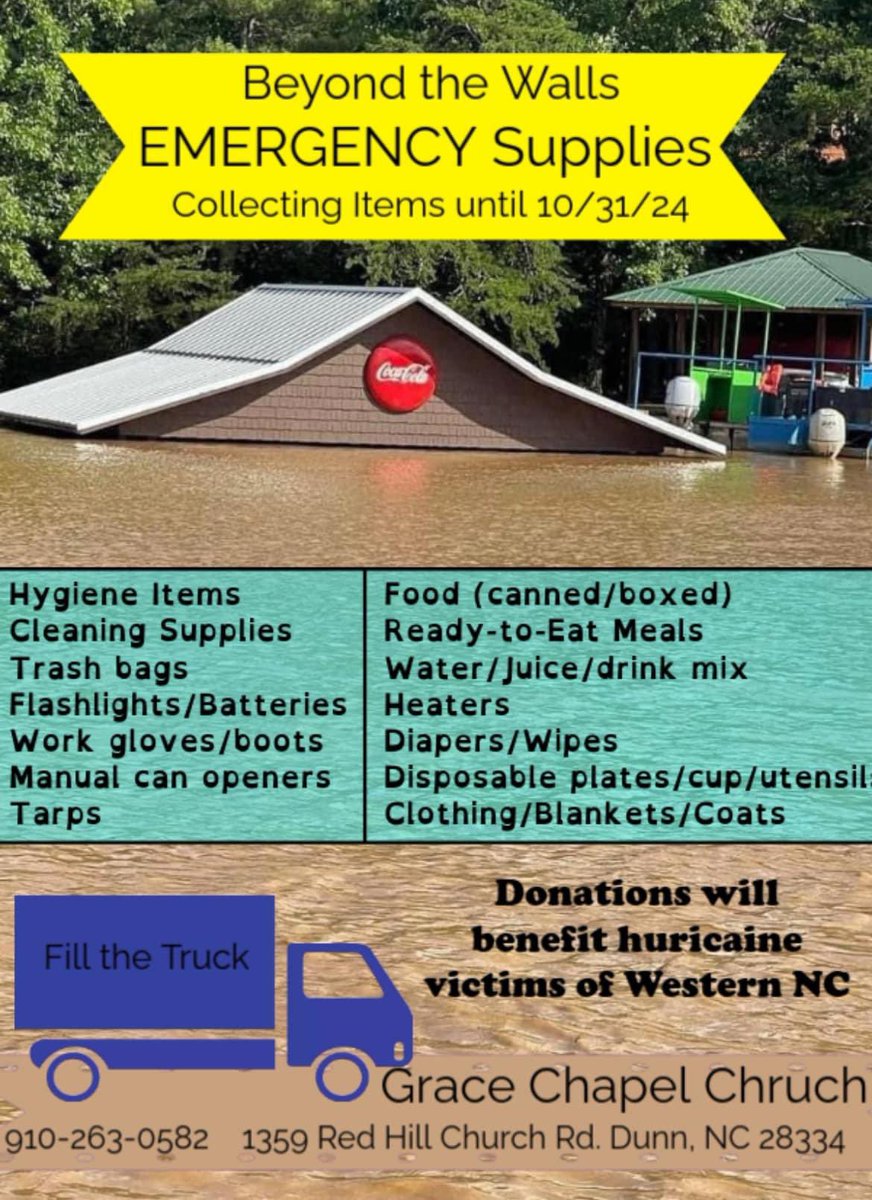 ClintonNCDST's tweet image. On Wednesday afternoon,  Sorors of the Clinton Alumnae Chapter delivered hurricane relief items to Beyond the Walls at Grace Chapel Church in Dunn, NC that will be sent to Western North Carolina to help our neighbors. #ServiceIsWhatWeDo