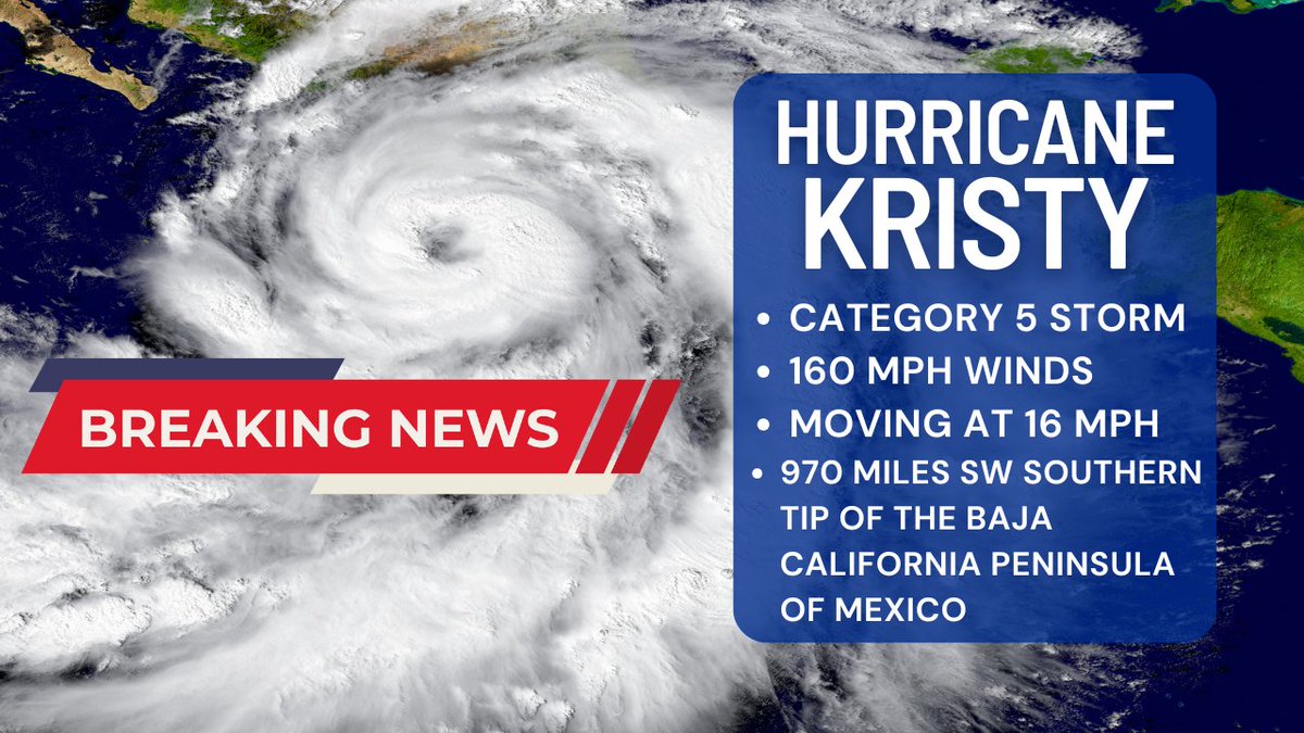 GlobaIT's tweet photo. Hurricane Kristy strengthens into a Category 5 storm in the Pacific Ocean!

https://t.co/h088lkUizL

#Hurricane #HurricaneKristy #BajaCalifornia https://t.co/2mf9mWOSWn