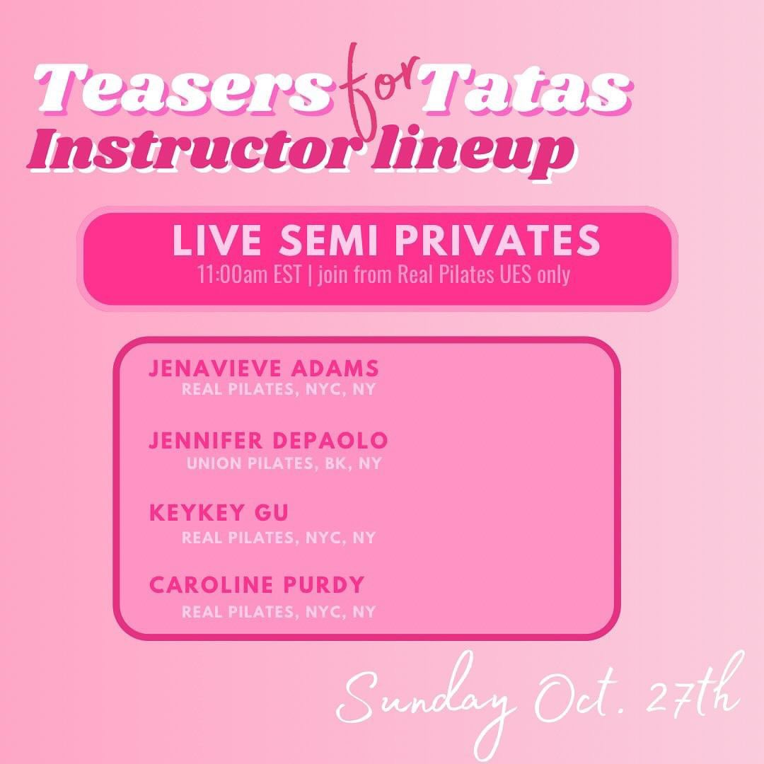 Gratz__Pilates's tweet photo. Gratz Pilates is a proud sponsor of Teasers for Tatas @teasersfortatas. The Flagship event will be hosted in New York at @therealpilates 
Go to @teasersfortatas to sign up in New York , online or at any of the other studios participating! 
_ https://t.co/18VyCSZSEH