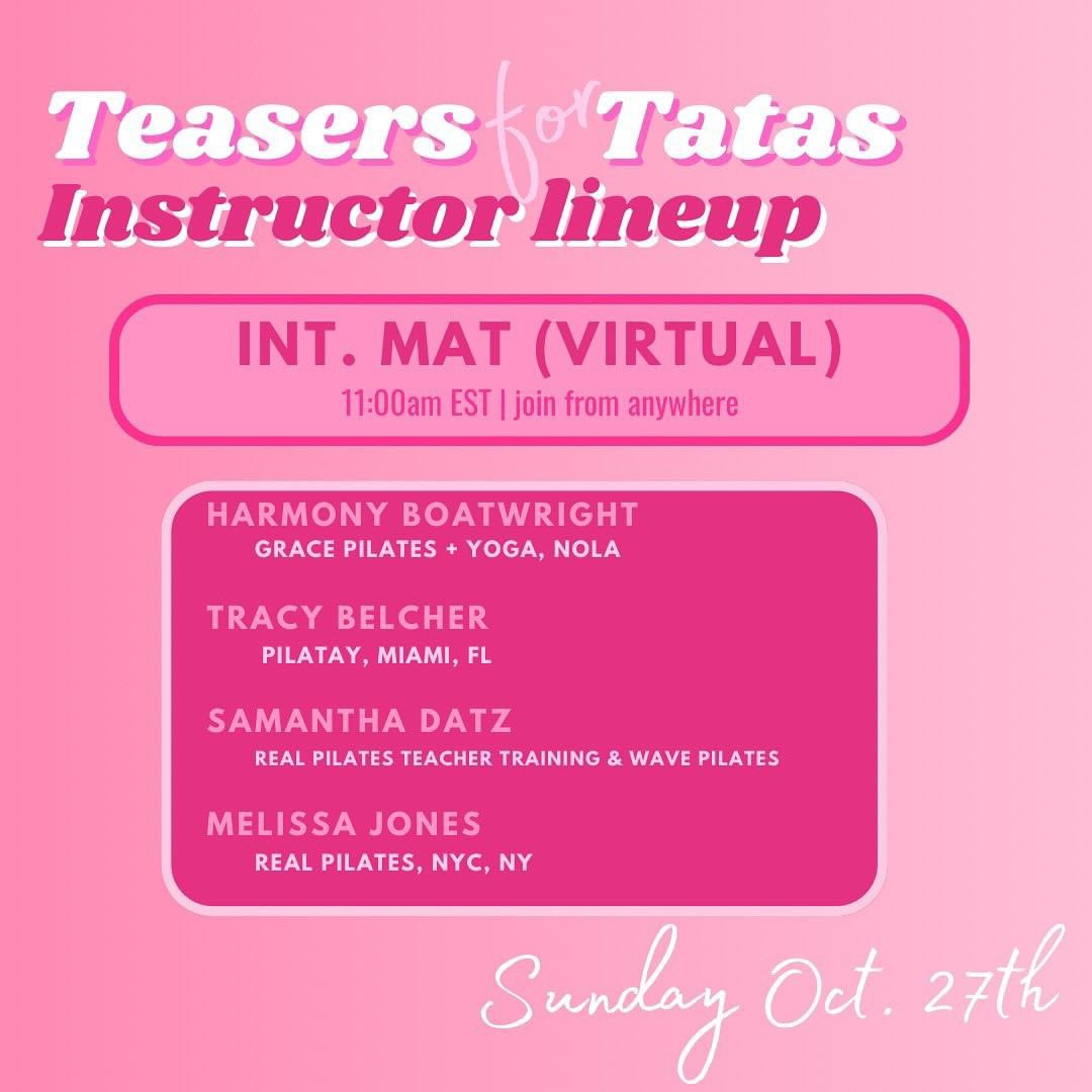 Gratz Pilates is a proud sponsor of Teasers for Tatas <a href="/teasersfortatas/">Teasers For Tatas</a>. The Flagship event will be hosted in New York at <a href="/therealpilates/">The Real Pilates</a> 
Go to <a href="/teasersfortatas/">Teasers For Tatas</a> to sign up in New York , online or at any of the other studios participating! 
_