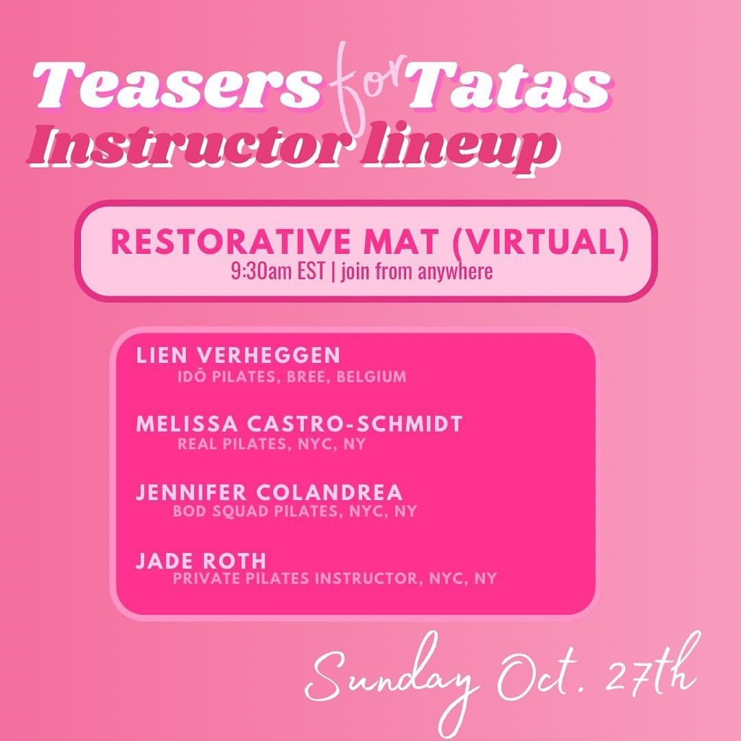 Gratz__Pilates's tweet photo. Gratz Pilates is a proud sponsor of Teasers for Tatas @teasersfortatas. The Flagship event will be hosted in New York at @therealpilates 
Go to @teasersfortatas to sign up in New York , online or at any of the other studios participating! 
_ https://t.co/18VyCSZSEH