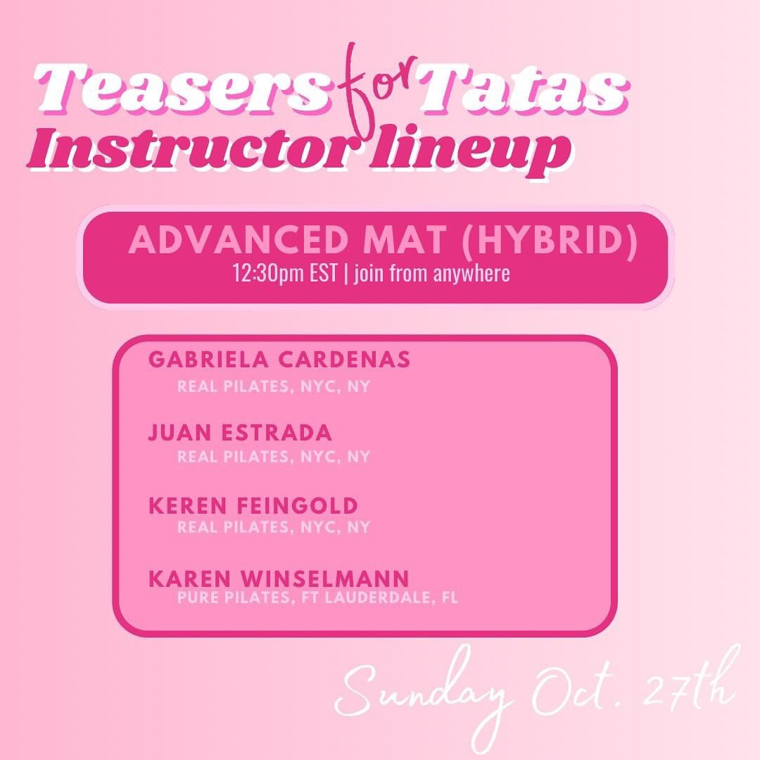 Gratz__Pilates's tweet photo. Gratz Pilates is a proud sponsor of Teasers for Tatas @teasersfortatas. The Flagship event will be hosted in New York at @therealpilates 
Go to @teasersfortatas to sign up in New York , online or at any of the other studios participating! 
_ https://t.co/18VyCSZSEH