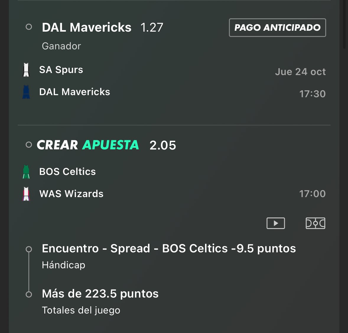 AZpicksVIP's tweet image. 24/10/24
Doble NBA 🏀🏀❤️
Crear apuesta Boston 🍀+ Mavericks ML 🐴
#ApuestasDeportivas #nba #JRpicks