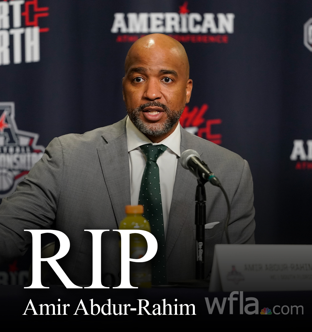 WFLA's tweet photo. REST IN PEACE: USF head men's basketball coach Amir Abdur-Rahim died today while undergoing a medical procedure in Tampa, officials say. Details: https://t.co/fL5xyI4ksx https://t.co/OUs9o8FXun