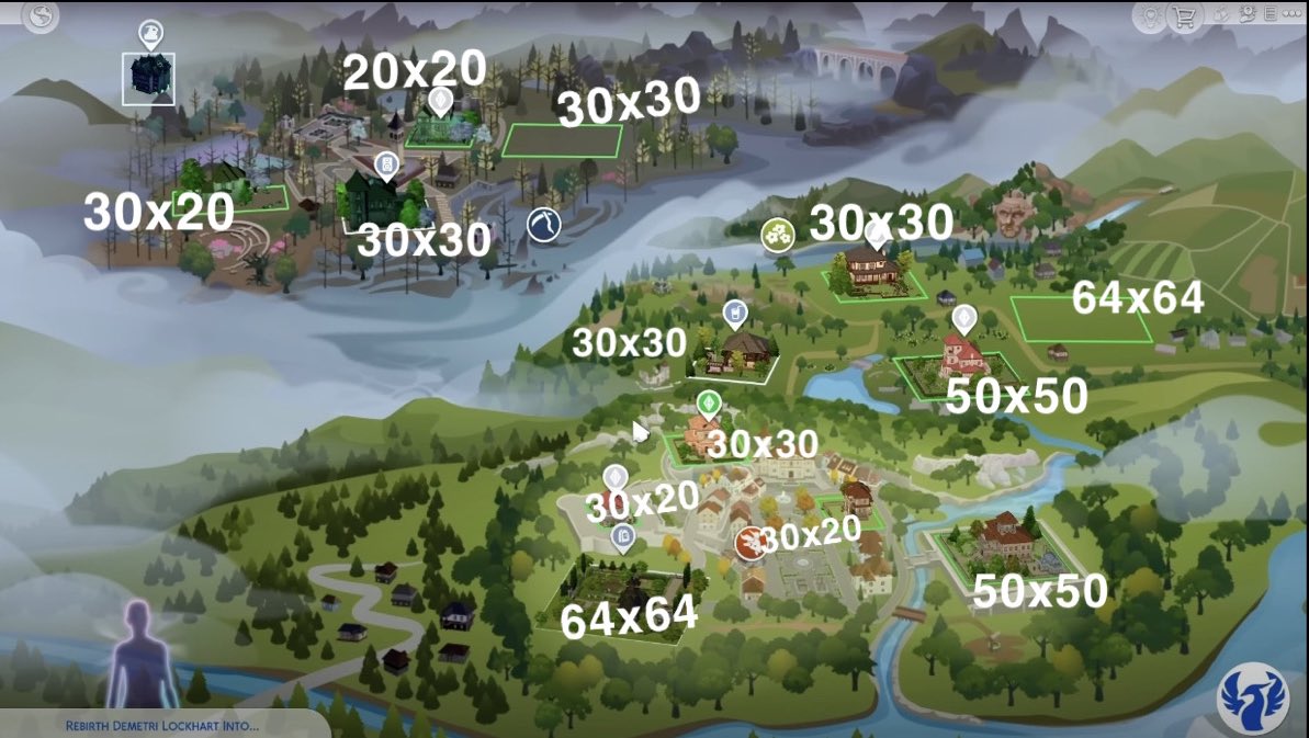 jackofallgames7's tweet photo. Lot sizes for Ravenwood! 

Two 64x64 lots &amp; Two 50x50 lots 😍 https://t.co/BUkagIv5P9