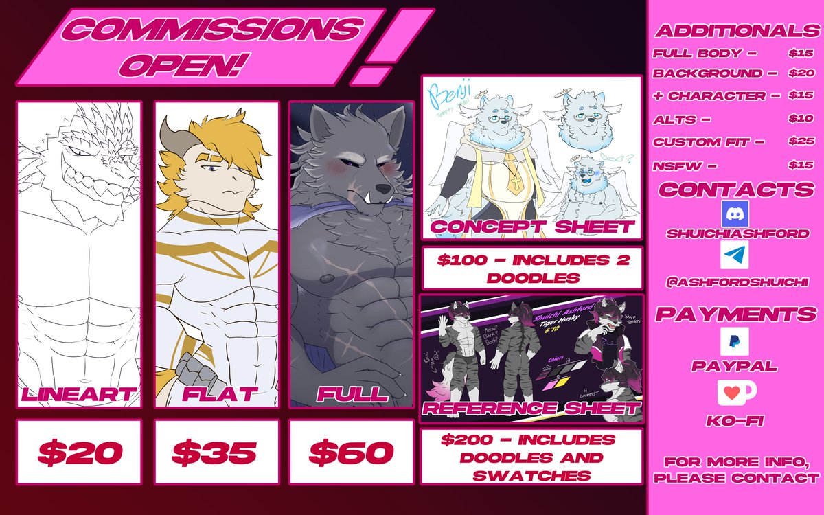 New comm sheet prices! Comms open!!! Please rt and share or dm if interested!