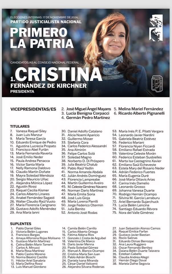 Nuestra lista ✌🏼.
#PrimeroLaPatria 🤍
#CristinaConduccion 🇦🇷