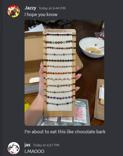 teruterujasu's tweet photo. thank u to @milkbomakes for taking care of my bracelets for upcoming cons 🫶🫶🫶 https://t.co/383Ydy9V0J