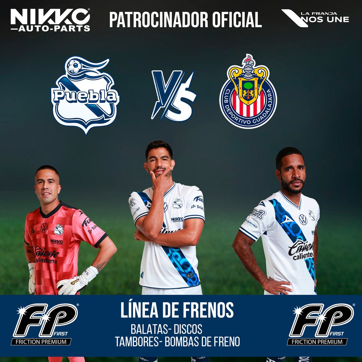 FP Línea de frenos estará presente en el 2 veces mundialista para disfrutar de este gran partido, Club Puebla recibe a Guadalajara este viernes 25 de octubre a las 9:00 pm podrás disfrutarlo por Azteca 7 y Fox Sports #Puebla #LigaMX #NikkoAutoparts