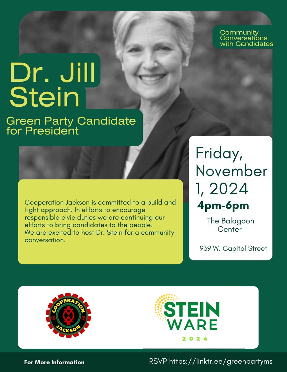 Kali_Akuno's tweet image. Join us Friday, November 1st for our second Presidential Forum, featuring Dr Jill Stein for president. Don't miss it. #BuildAndFight #GetOrganized #BuildAlternatives