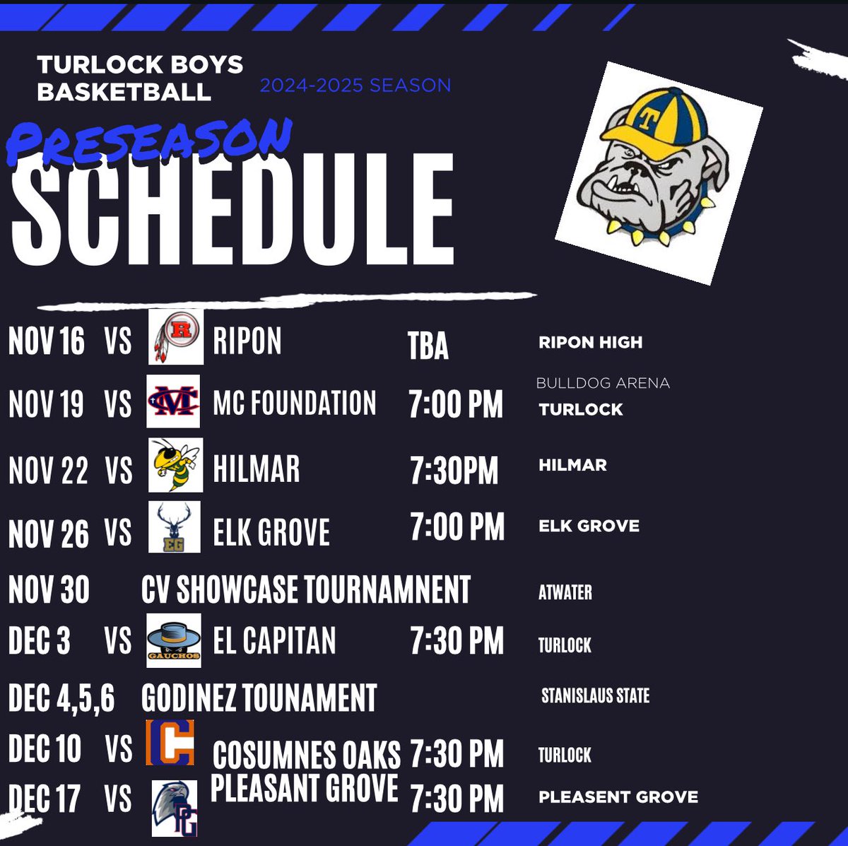 TurlockHoops's tweet photo. The Dogs preseason schedule is out! #Preparation4Perfection https://t.co/wedJPo1LcV