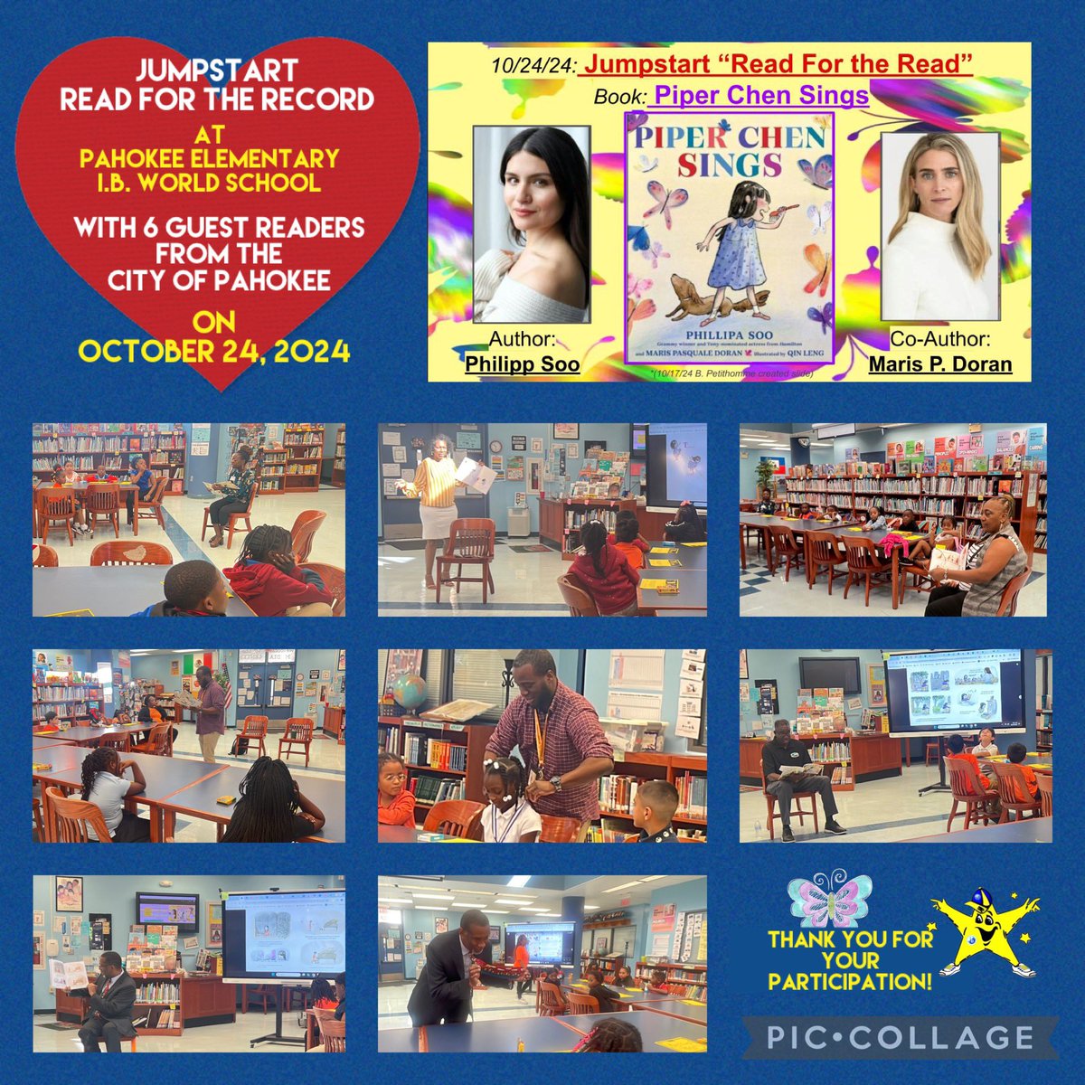 PahokeeELibrary's tweet image. Thanks to @Jumpstartkids #readfortherecord
@librarycurrent & J Siccone @literacypbc for great book Piper Chen Sings by l Phillipa Soo & @MarisDoran
Thanks to @CityofPahokee officials reading @PahokeeEL_Stars ! 
@emapbc @GladesRegion
#lovemylibraryPBCSD