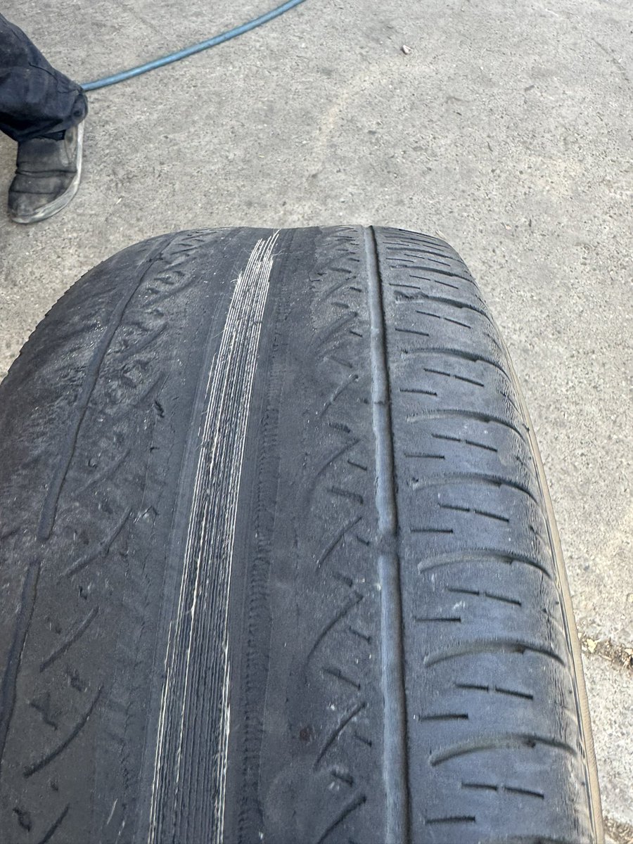 RoryMasson92's tweet photo. @Avis gave me a rental with these as the back tires. Nearly crashed on the highway when one blew. Who do I talk to about this? https://t.co/4NDsk914a3