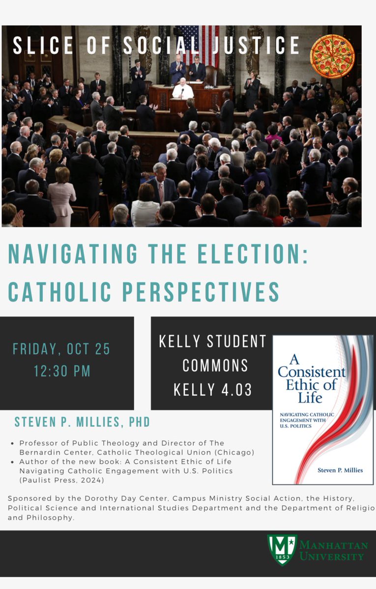 Happening tomororw at <a href="/ManhattanEdu/">Manhattan University</a> - excited welcome @stevenpmillies to talk about his new book with <a href="/PAULISTPRESS/">Paulist Press</a> related to the election - all welcome