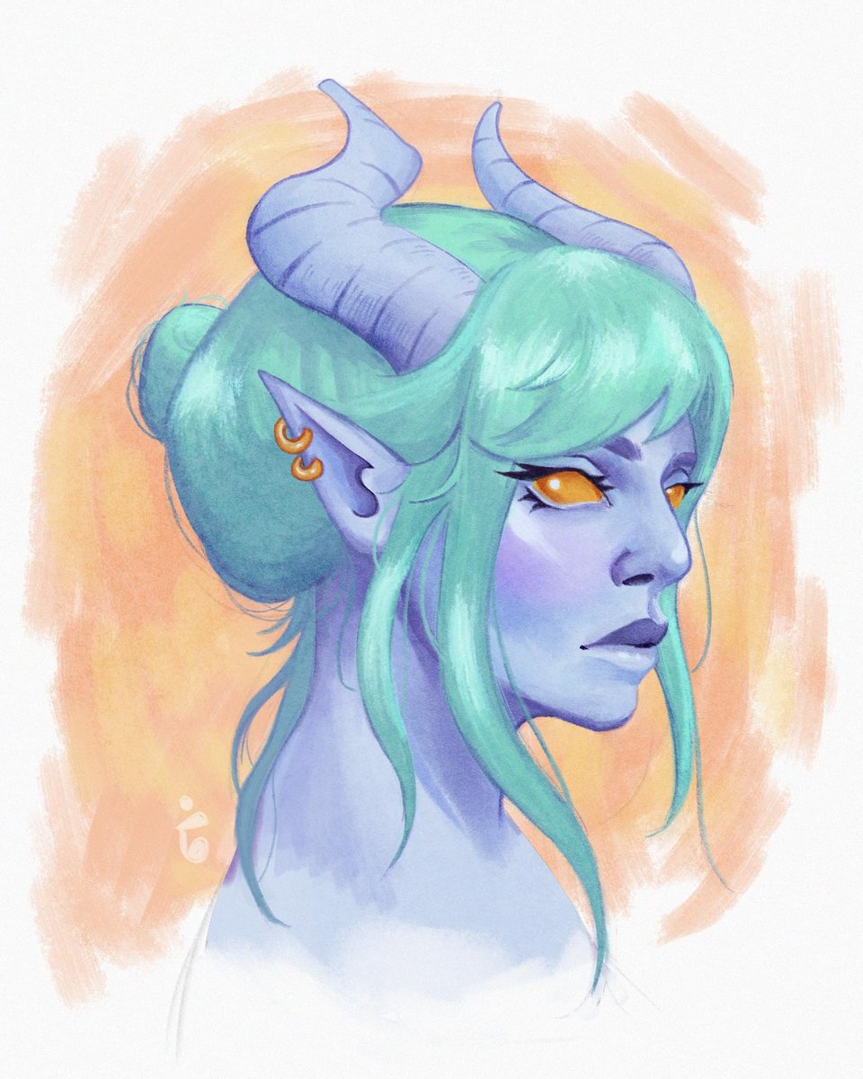A recent piece I did - a fierce tiefling! 

I have commissions open rn ✨

#DnD #dndart #DnDcharacter #Commission #commissionsopen