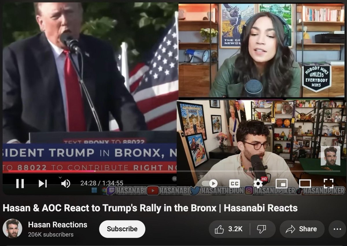 It’s legit insane that AOC is streaming with a depraved anti-Semite like Hasan - a guy who openly supports the Houthis and their “Curse The Jews” slogan