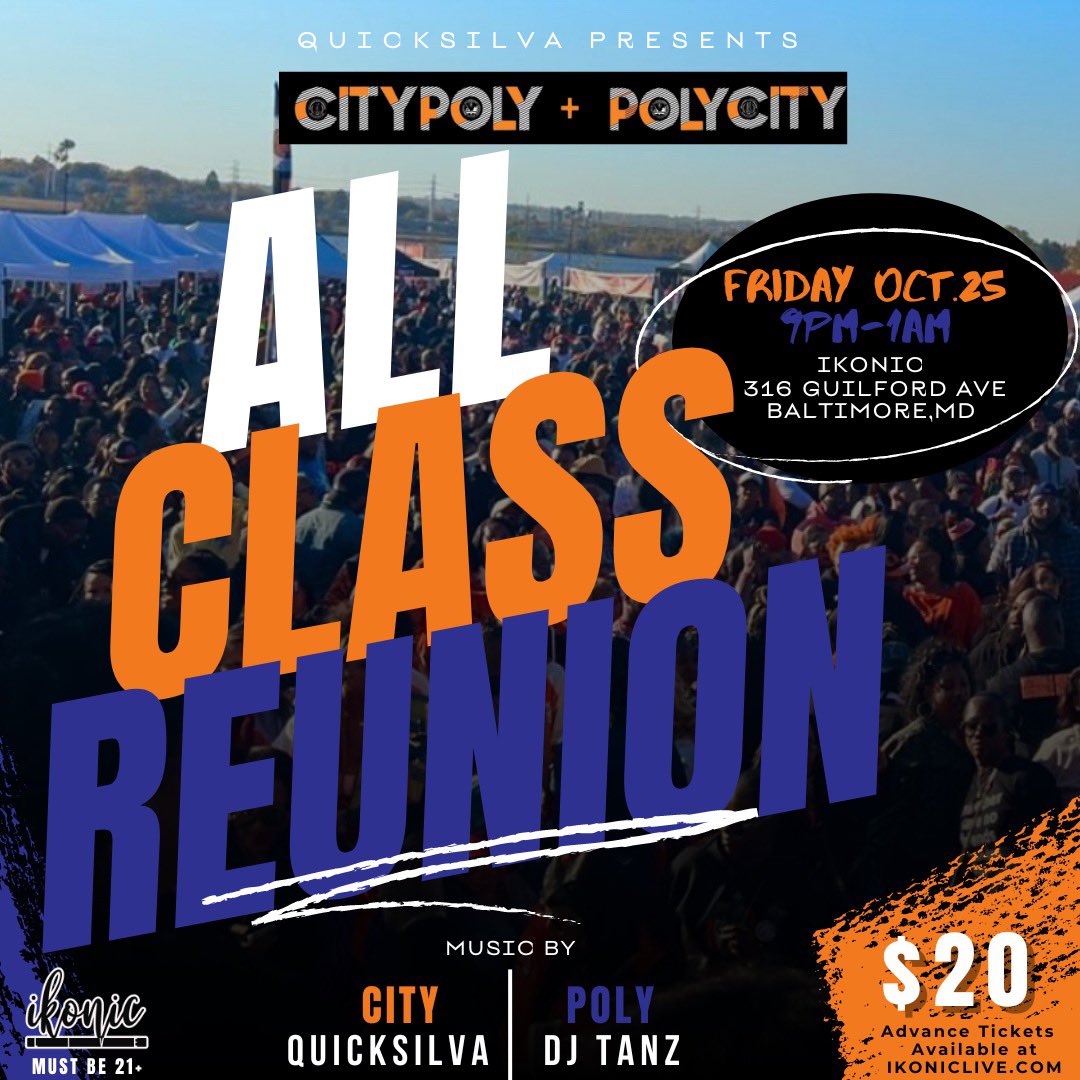 DJQUICKSILVA's tweet image. CALLING ALL MY #CityAlumni 🖤🧡 #PolyAlumni 💙🧡

📍The OFFICIAL #CityPoly 🛡️ #PolyCity 🦜 All Alumni Reunion is this Friday Oct 25 9p-1a at IKONIC LIVE  ‼️ For Advance Tickets 🎟️ at IkonicLive.com &amp;amp; to Reserve your VIP table Text 📱 667-219-9026