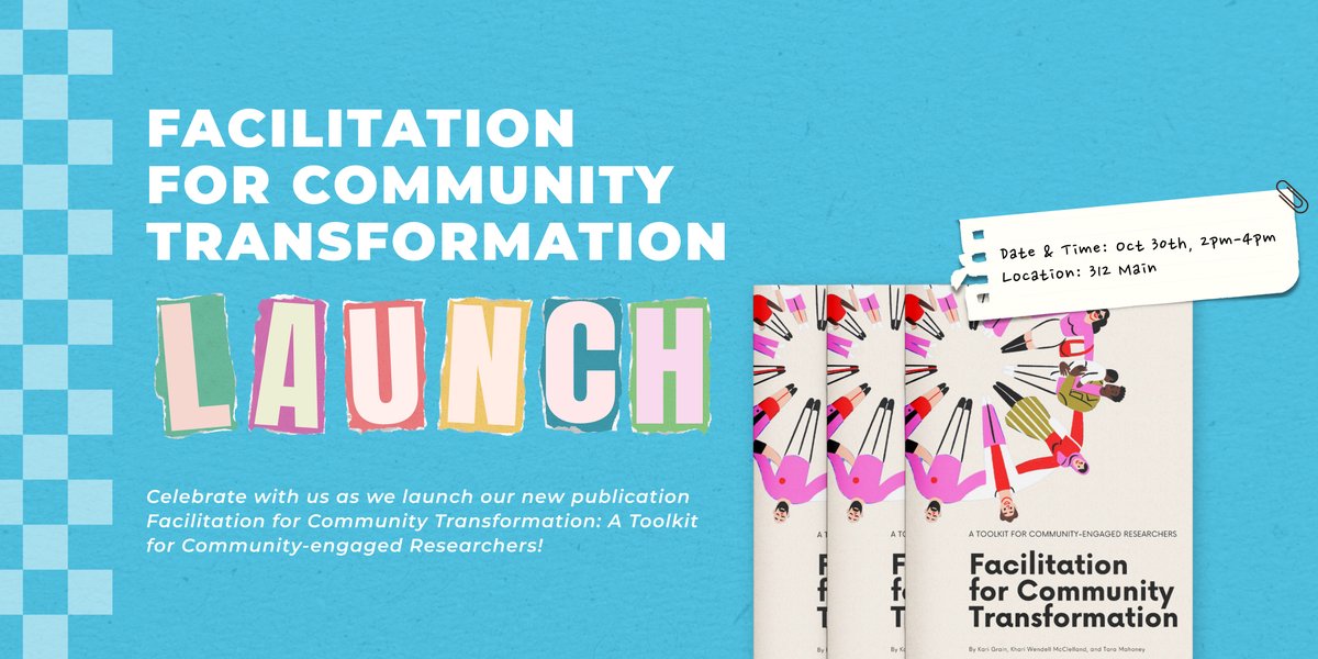 Next Wednesday (Oct. 30th), we’re excited to launch our latest publication, Facilitation for Community Transformation: A Toolkit for Community-Engaged Researchers! 
Join us for the celebration with free copies and cake: sfu.ca/ceri/events/fa…